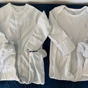 2 New W Tag Ralph Lauren Cotton Footed Coverall 6M